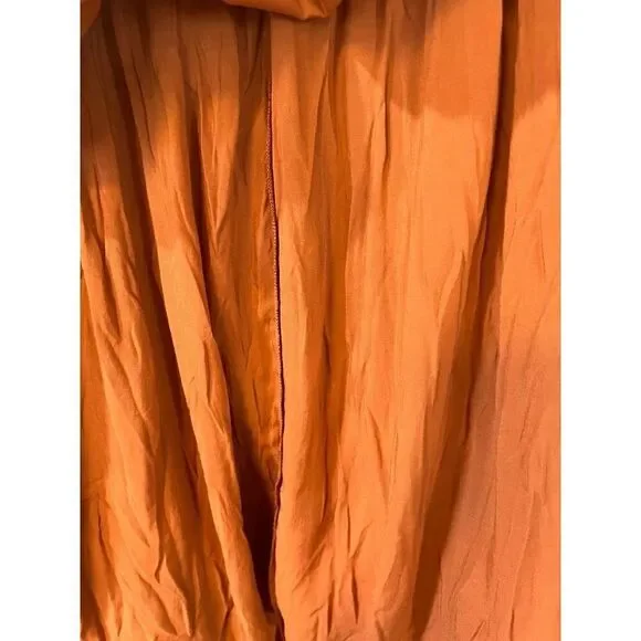 Free People Button Front Lined Midi Skirt Mustard Orange Size Small - Picture 6 of 11
